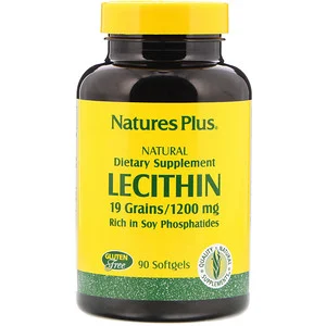  Natures Plus, Лецитин, 1200 мг, 90 мягких таблеток 
