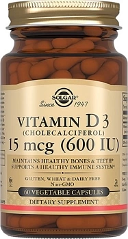 Solgar Солгар витамин д3 15 мг 600 МЕ 60 шт. капсулы